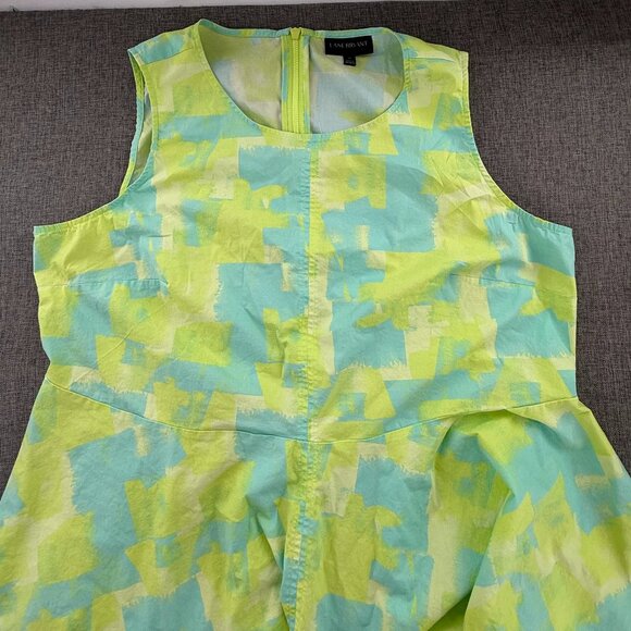 Lane Bryant Asymmetrical Top Lime Green Blue Sleeveless Plus 20 Cotton Blend - Picture 4 of 11